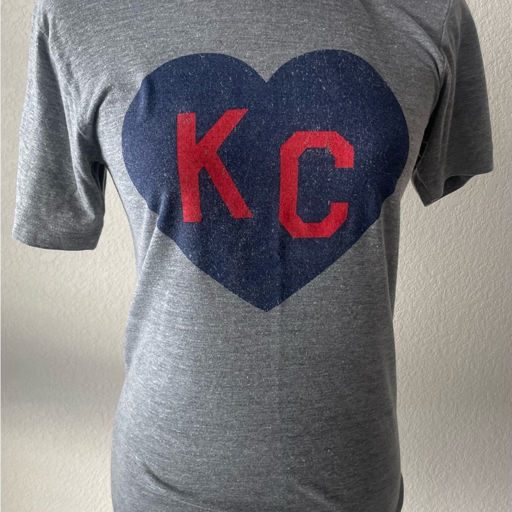 Gray and Blue Heart KC Tee Short Sleeve